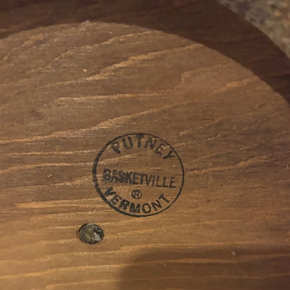 Vintage Baskerville Wooden Nut Barrel cracker & stainless picks Madein Putney VT